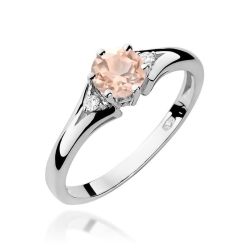 Pierścionek zaręczynowy z białego złota z morganitem i diamentami 0,03ct Fire Of Love