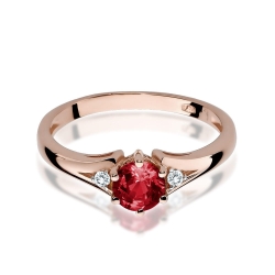 Pierścionek zaręczynowy z różowego złota z granatem i diamentami 0,03ct Fire Of Love