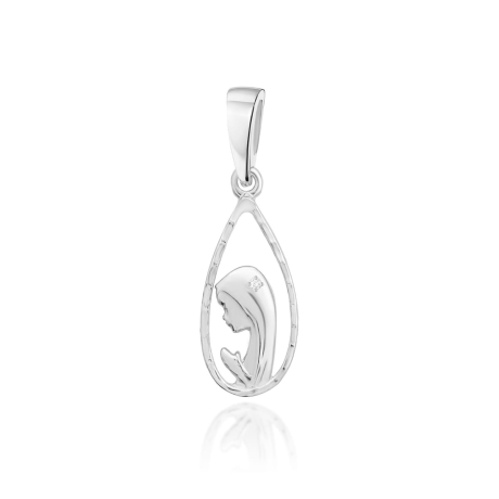 Przejdź do produktu Medalik z białego złota Matka Boska z diamentem 0,010ct The Diamonds