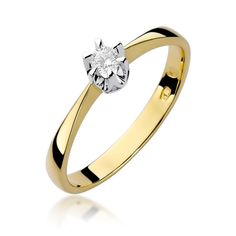 Przejdź do produktu Pierścionek zaręczynowy z żółtego złota z diamentem 0,10ct Fire Of Love 