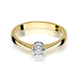 Pierścionek zaręczynowy z żółtego złota z diamentem 0,10ct Fire Of Love