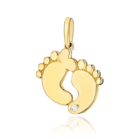 Przejdź do produktu Zawieszka z żółtego złota 585 z diamentem 0,005ct stópki The Diamonds
