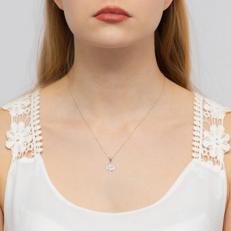 Przejdź do produktu Zawieszka z białego złota 585 z diamentami 0,07ct drzewko szczęścia The Diamonds 