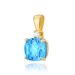 Zawieszka do łańcuszka z żółtego złota z topazem i brylantem 0,0145ct The Diamonds