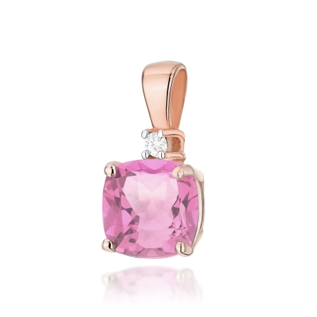 Przejdź do produktu Zawieszka do łańcuszka z różowego złota z różowym topazem i brylantem 0,0145ct The Diamonds