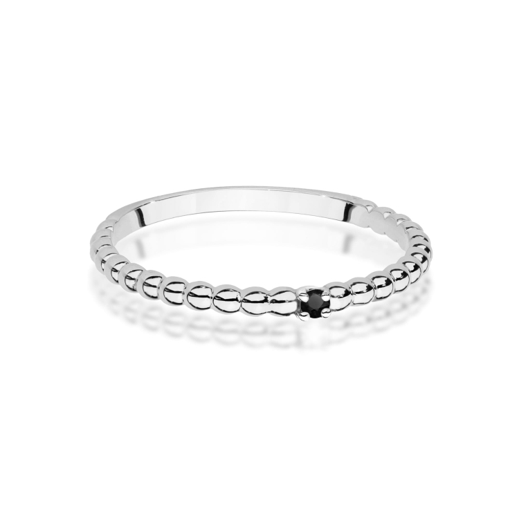 Pierścionek zaręczynowy z białego złota z czarnym diamentem 0,02ct Fire Of Love