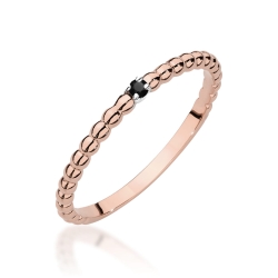 Pierścionek zaręczynowy z różowego złota z czarnym diamentem 0,02ct Fire Of Love