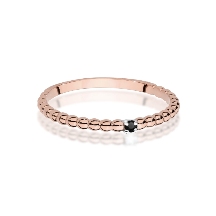 Pierścionek zaręczynowy z różowego złota z czarnym diamentem 0,02ct Fire Of Love