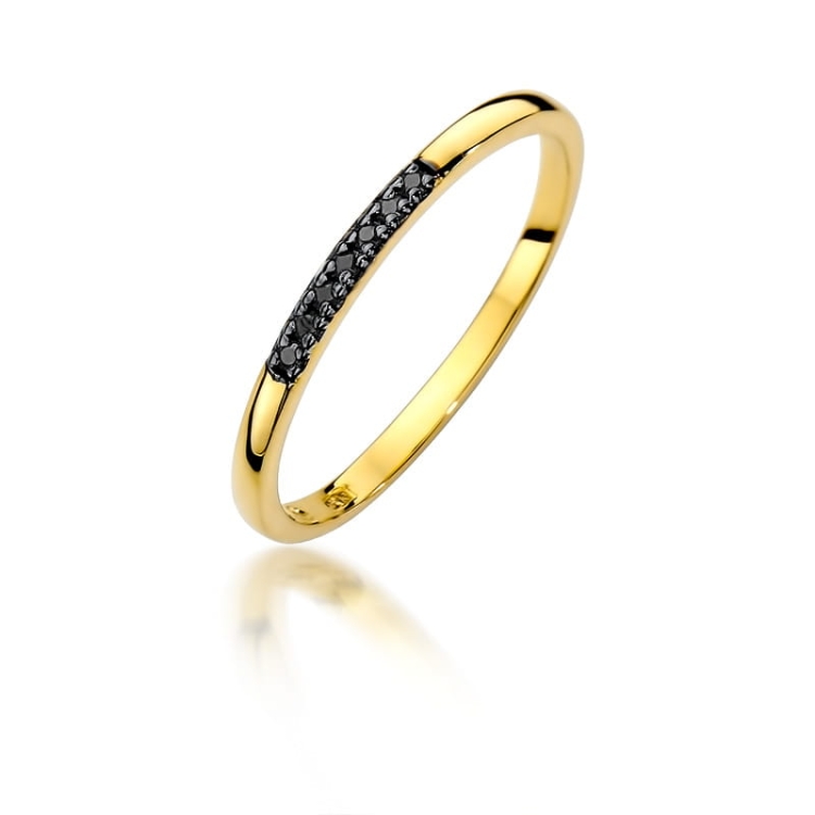 Pierścionek zaręczynowy z żółtego złota z czarnymi diamentami 0,04ct Fire Of Love