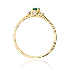Pierścionek zaręczynowy z żółtego złota z szmaragdem i diamentami 0,05ct Fire Of Love