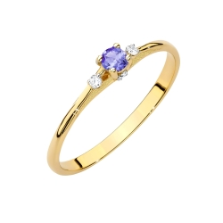 Pierścionek zaręczynowy z żółtego złota z tanzanitem i diamentami 0,05ct Fire Of Love