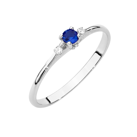 Przejdź do produktu Pierścionek zaręczynowy z białego złota z szafirem i diamentami 0,05ct Fire Of Love