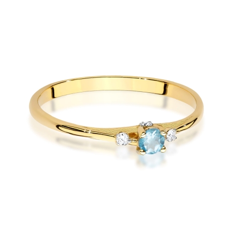 Przejdź do produktu Pierścionek zaręczynowy z żółtego złota z topazem i diamentami 0,05ct Fire Of Love