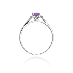 Pierścionek zaręczynowy z białego złota z ametystem i diamentami 0,05ct Fire Of Love