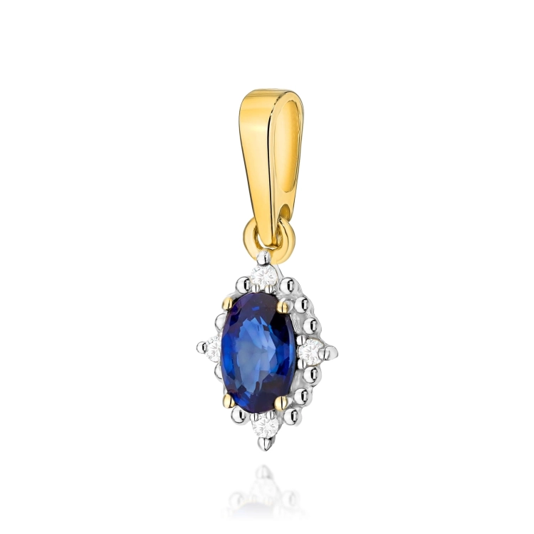 Zawieszka z żółtego złota 585 z szafirem i diamentami 0,02ct The Diamonds