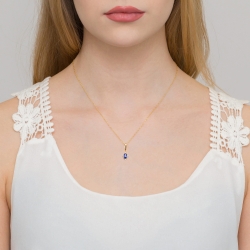 Zawieszka z żółtego złota 585 z szafirem i diamentami 0,02ct The Diamonds