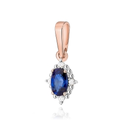 Zawieszka z różowego złota 585 z szafirem i diamentami 0,02ct The Diamonds