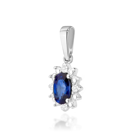 Przejdź do produktu Zawieszka z białego złota 585 z szafirem i diamentami 0,02ct The Diamonds