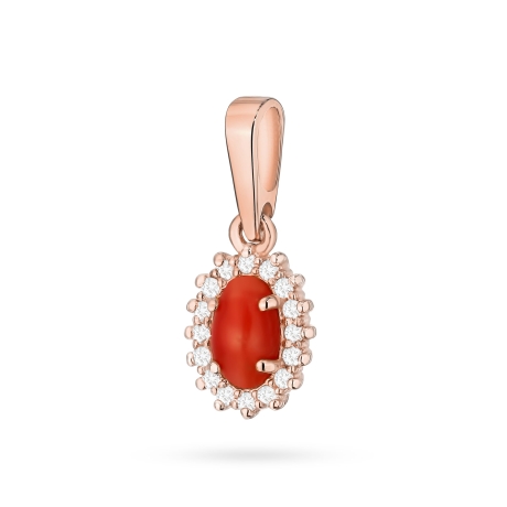 Przejdź do produktu Zawieszka z różowego złota 585 z koralem i diamentem 0,08ct The Diamonds