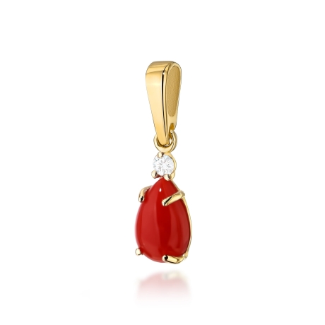 Przejdź do produktu Zawieszka z żółtego złota 585 z koralem i diamentem 0,03ct The Diamonds