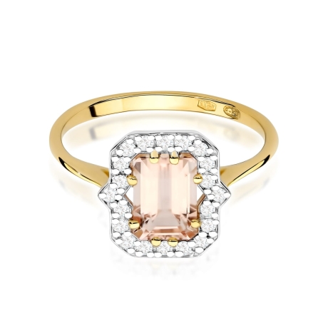 Przejdź do produktu Pierścionek zaręczynowy z żółtego złota z morganitem i diamentami 0,17ct Fire Of Love