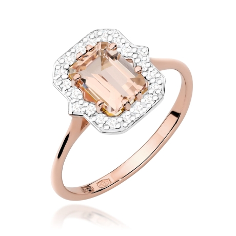 Przejdź do produktu Pierścionek zaręczynowy z różowego złota z morganitem i diamentami 0,17ct Fire Of Love