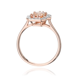 Pierścionek zaręczynowy z różowego złota z morganitem i diamentami 0,17ct Fire Of Love