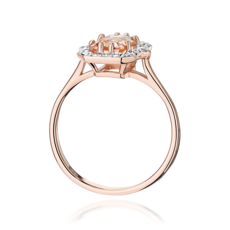Pierścionek zaręczynowy z różowego złota z morganitem i diamentami 0,17ct Fire Of Love