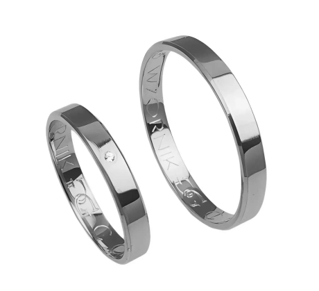 Przejdź do produktu Obrączki ślubne płaskie fazowane z białego złota 3mm Classic C008