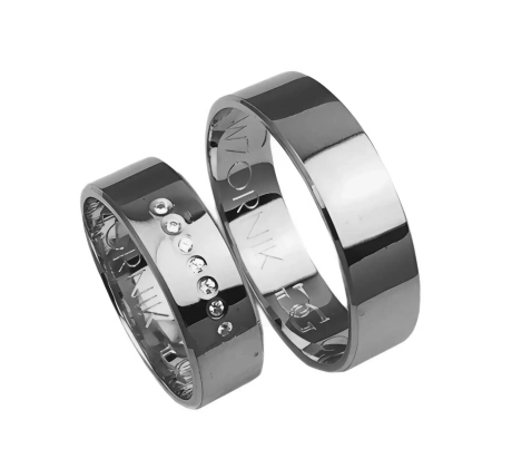 Przejdź do produktu Obrączki ślubne płaskie fazowane z białego złota 6mm Classic C014