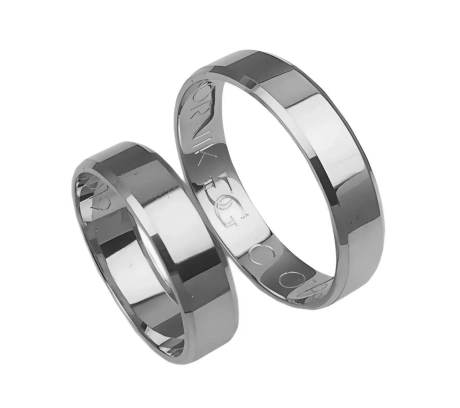 Przejdź do produktu Obrączki ślubne fazowane z białego złota 5mm Classic C019