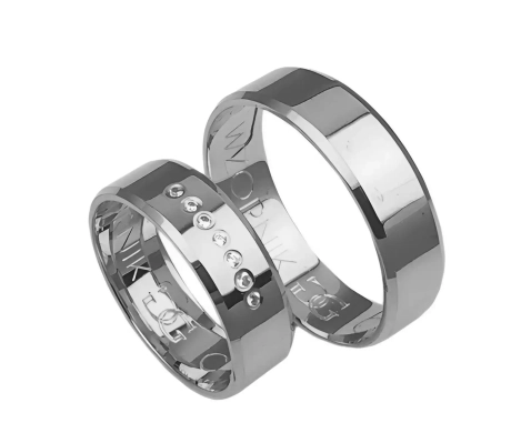 Przejdź do produktu Obrączki ślubne fazowane z białego złota 6mm Classic C021