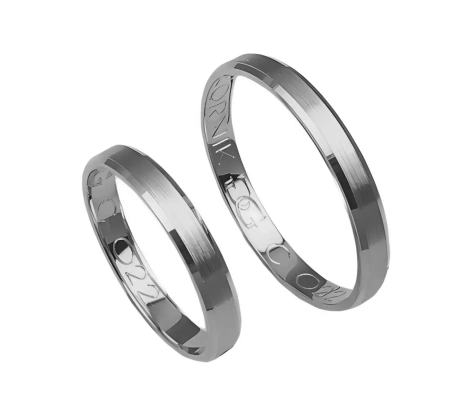 Przejdź do produktu Fazowane obrączki ślubne z białego złota 3mm Classic C022