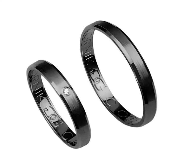 Fazowane obrączki ślubne z czarnego złota 3mm Czarne złoto