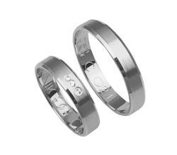 Fazowane obrączki ślubne z białego złota 4mm Casual