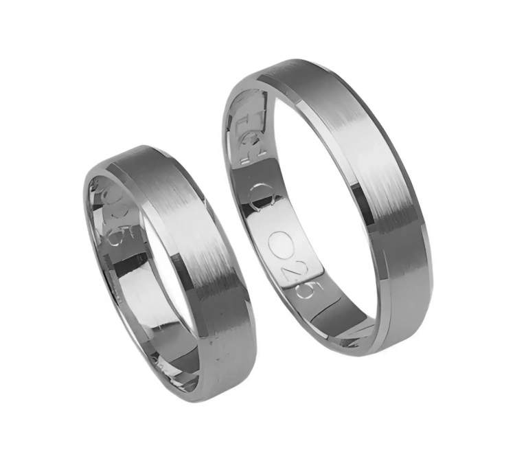 Fazowane obrączki ślubne z białego złota 4,5mm Casual