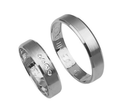 Przejdź do produktu Fazowane obrączki ślubne z białego złota 4,5mm Classic C025