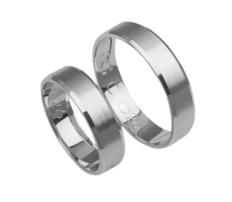 Przejdź do produktu Fazowane obrączki ślubne z białego złota 5mm Classic C026