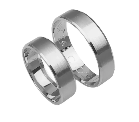 Przejdź do produktu Fazowane obrączki ślubne z białego złota 5,5mm Classic C027