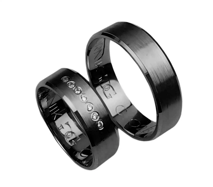 Fazowane obrączki ślubne z czarnego złota 6mm Czarne złoto