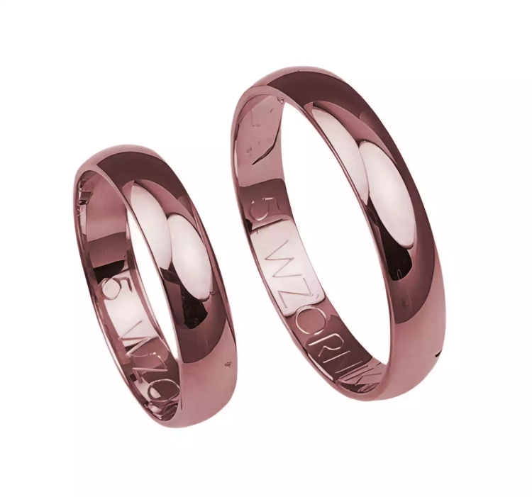 Klasyczne obrączki ślubne z różowego złota okrągłe 4mm Casual