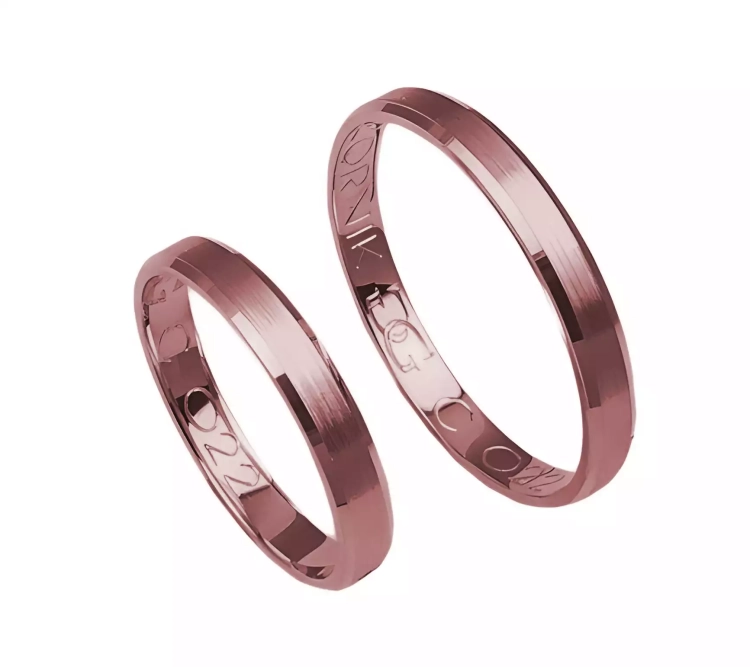 Fazowane obrączki ślubne z różowego złota 3mm Casual