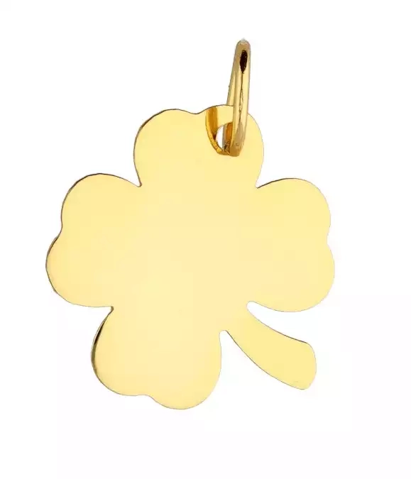 Zawieszka srebrna pozłacana koniczyna - grawer