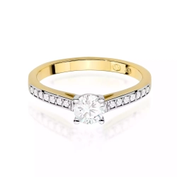 Pierścionek z żółtego złota, diament laboratoryjny 0,50ct