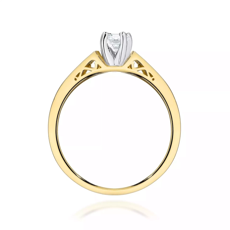 Pierścionek z żółtego złota, diament laboratoryjny 0,30ct
