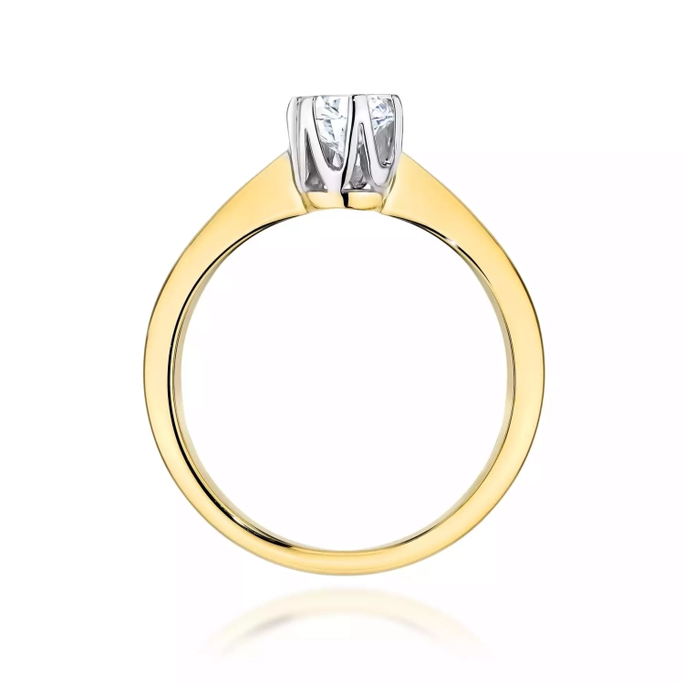 Pierścionek z żółtego złota, diament laboratoryjny 0,40ct