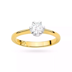 Pierścionek z żółtego złota, diament laboratoryjny 0,50ct