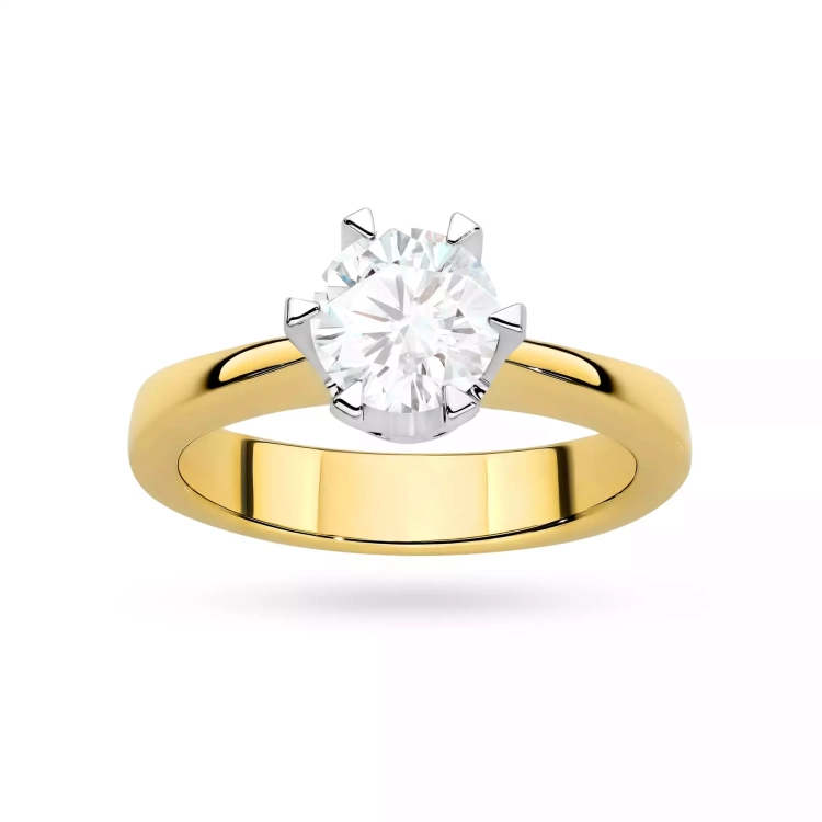 Pierścionek z żółtego złota, diament laboratoryjny 1,00ct