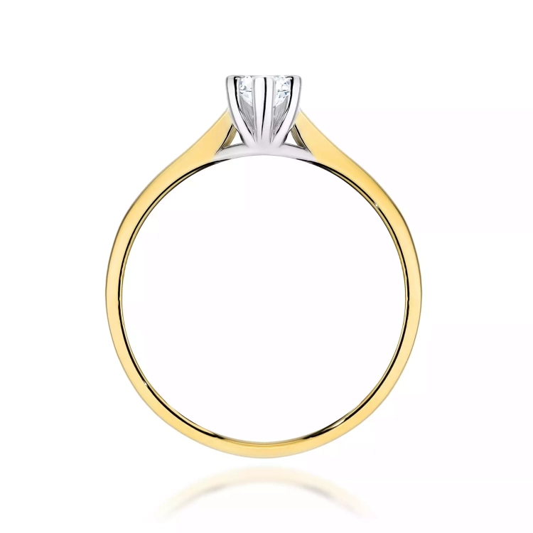 Pierścionek z żółtego złota, diament laboratoryjny 0,20ct