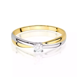 Pierścionek z żółtego złota, diament laboratoryjny 0,10ct